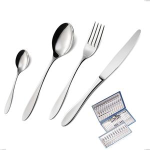 75-Piece Oasi Cutlery Set in Canteen Box, Polished Stainless Steel Aisi 304, 2mm Thickness