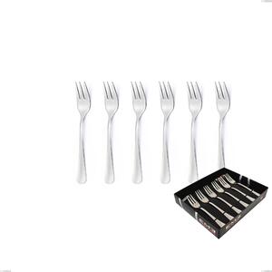 Oxford Set of 6 Dessert Forks in Showcase Packaging, Stainless Steel 18/C (AISI430), 2.00 mm Thickness