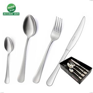 Oxford Sandblasted 24-Piece Cutlery Set in Showcase Box, Economical Knife, Sandblasted Stainless Steel 18/0 (aisi 304), 2 mm Thickness