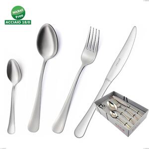 Oxford Sandblasted 16 Piece Cutlery Set in Showcase Packaging, Economic Knife, Stainless Steel 18/0 (aisi 304) Sandblasted, 2 mm Thickness
