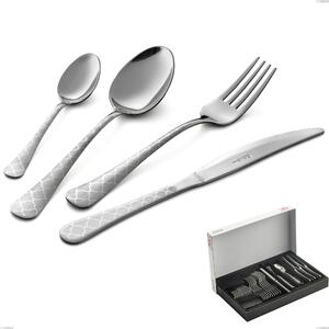 Oxford Damask 30-piece cutlery set in panoramic packaging, economical knife, 18/0 steel (aisi 430) laser engraved steel, 2 mm thickness