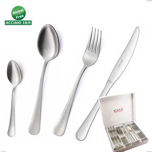 Oxford Sandblasted 24 Piece Cutlery Set in Gift Box, Economical Knife, 18/0 Stainless Steel (aisi 304) Sandblasted Steel, Nickel Free, 2 mm Thickness