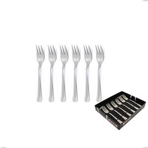 Set of 6 Oxford Sandblasted Dessert Forks in Display Box, 18/0 Stainless Steel (aisi 304) Brushed Finish, 2 mm Thickness