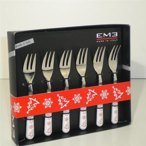 BRIO BIANCO Christmas 6-piece Dessert Forks in 18/C Steel Gift Package