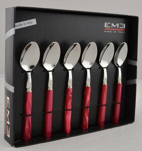 PERLA ROSSO 18/10 Stainless Steel Coffee Spoon 2 mm Thick in EME Packaging, Pearl rosso