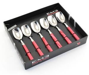 Red Pearl Gelato Spoons Boxed Composition 6 Pieces EME Pearl Rosso Cutlery