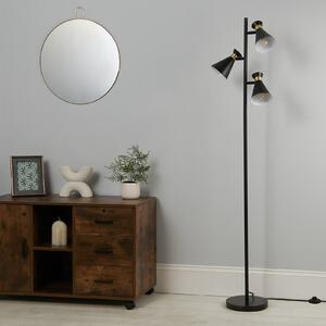 Balham 3 Light Floor Lamp - Black & Brass