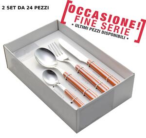 Cutlery Set 48 Pieces for 12 Table Settings Colourful BONITA RIGHE ARANCIO 79 (pay for one pack, get two packs)
