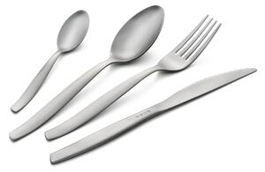 Shark Sandblasted 24 Pieces Stainless Steel Cutlery Set for 6 Table Settings with Steak Knives, Satin Finish 18.C Steel, 2 mm Thickness, Space-Saving Packaging