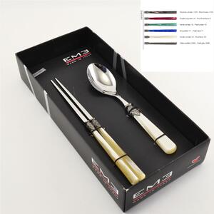 Showcase Pack 2 Pairs of Asian Kitchen Chopsticks and Fruit Spoon 220 mm Various Colours Name: chopstick