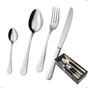 Perles 24-Piece Cutlery Set in Space-Saving Packaging, Polished AISI 304 Stainless Steel, 2.5 mm Thickness, Classic Design