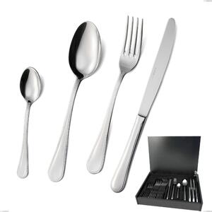 Perles 24 Piece Cutlery Set in Wooden Box, Polished AISI 304 Stainless Steel, 2.5 mm Thickness, Classic Design