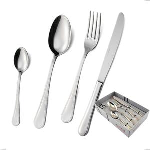 16-Piece Perles Cutlery Set in Display Case, Polished AISI 304 Stainless Steel, 2.5 mm Thickness, Classic Design