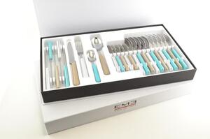 BRIO Colourful Cutlery Set 24 Pieces in Stainless Steel 18/C in Panoramic Pastel Colours Packaging