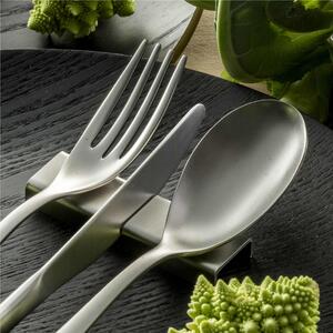 Universal Cutlery Holder Poggia Posate in 18.10 Steel, Dimensions 85x25 mm, Height 10 mm, Holds 3 Cutlery, Sandblasted Stainless Finish