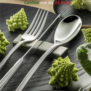 Universal Cutlery Rest in 18.10 Steel, 24-Piece Pack, Dimensions 85x25 h 10 mm, Sandblasted Stainless Finish