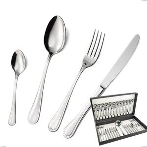 Privilege 49-Piece Cutlery Set in Canteen Box, Polished AISI 304 Stainless Steel, 2.5 mm Thickness