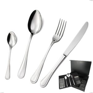 75 Piece Privilege Cutlery Set in Wooden Canteen Box, Polished Stainless Steel Aisi 304, 2.5 mm Thickness