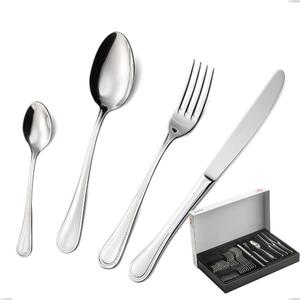 30-Piece Privilege Cutlery Set in Panoramic Packaging, Polished AISI 304 Stainless Steel, 2.5mm Thickness