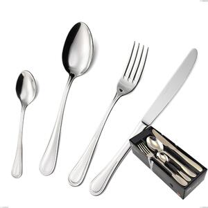 Privilege 24 Piece Cutlery Set in Space-Saving Packaging, Polished AISI 304 Stainless Steel, 2.5 mm Thickness