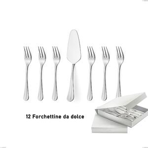 Royal 13-Piece Dessert Cutlery Set, Small Forks and Cake Server in Book-Type Box, Polished 18-10 Stainless Steel, 2.5 mm Thickness