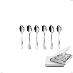 Set of 6 Royal Coffee Spoons in Book Closure Box, Polished 18-10 Stainless Steel, 2.5 mm Thickness