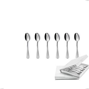 Set of 6 Royal Moka Spoons in Book-Type Box, Polished 18-10 Stainless Steel, 2.5 mm Thickness