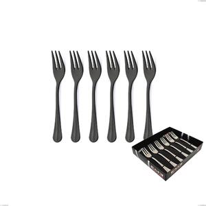 Set of 6 Royal Retr� PVD Black Dessert Forks in Display Box, Antique 18/10 Stainless Steel, 2.5 mm Thickness, PVD Black