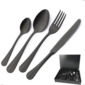 24-Piece Royal Retr� PVD Black Cutlery Set in Wooden Case, Antique 18/10 Stainless Steel, 2.5 mm Thickness, PVD Black