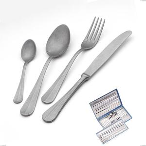 Royal Retro 75 Piece Cutlery Set in Gift Case, Stainless Steel 18-10 Vintage Finish, 2.5 mm Thickness