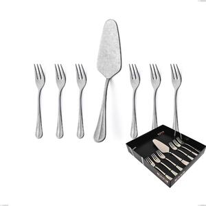 Royal Retro Dessert Cutlery Set, Including Small Forks and Cake Server, Vintage Finish 18-10 Stainless Steel, 2.5 mm Thickness, in Showcase Packaging