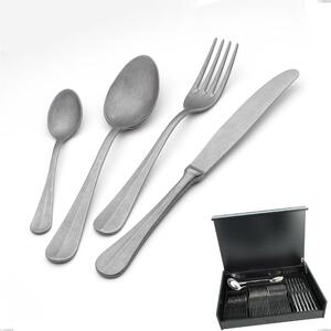 51-Piece Royal Retro Cutlery Set in Wooden Case, Vintage Finish 18-10 Stainless Steel, 2.5 mm Thickness