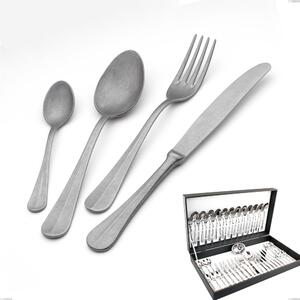 Royal Retro 51 Piece Cutlery Set in Canteen Box, 18-10 Stainless Steel Vintage Finish, 2.5 mm Thickness