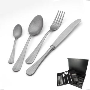 Royal Retro 75-piece cutlery set in wooden case, 18-10 stainless steel with vintage finish, 2.5 mm thickness