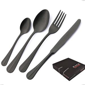 49-Piece Royal Retr� PVD Black Cutlery Set in Gift Box, Antique 18/10 Stainless Steel, 2.5 mm Thickness, PVD Black