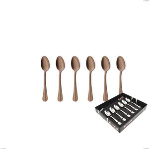Set of 6 Royal Retr� PVD Chocolate Moka Spoons in Display Box, Antique 18/10 Steel, 2.5 mm Thickness, PVD Chocolate