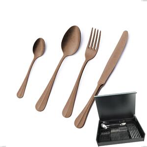 51-Piece Royal Retr� PVD Chocolate Cutlery Set in Wooden Case, Antique 18/10 Stainless Steel, 2.5mm Thickness, PVD Chocolate
