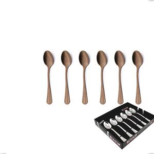 Set of 6 Royal Retr� PVD Chocolate Coffee Spoons in Display Box, Antique 18/10 Stainless Steel, 2.5 mm Thickness, PVD Chocolate