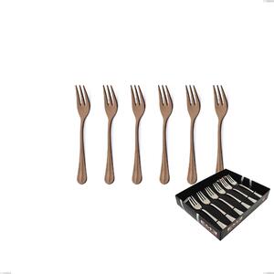 Set of 6 Royal Retr� PVD Chocolate Dessert Forks in Display Box, Antique 18/10 Stainless Steel, 2.5 mm Thickness, PVD Chocolate