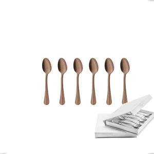 Set of 6 Royal Retr� PVD Chocolate Moka Spoons in Book-style Box, Antique 18/10 Stainless Steel, 2.5 mm Thickness, PVD Chocolate