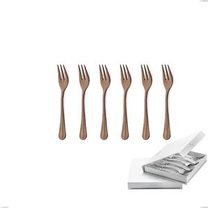 Set of 6 Royal Retr� PVD Chocolate Dessert Forks in Book-Type Box, Antique 18/10 Stainless Steel, 2.5 mm Thickness, PVD Chocolate