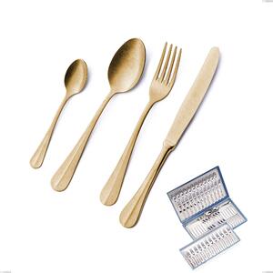 75-Piece Royal Retr� PVD Gold Cutlery Set in Gift Case, Antique 18/10 Stainless Steel, 2.5 mm Thickness, PVD Gold