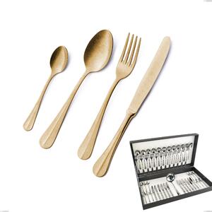 Royal Retr� PVD Gold 49 piece cutlery set in canteen box, Antique 18/10 stainless steel, 2.5 mm thickness, gold PVD