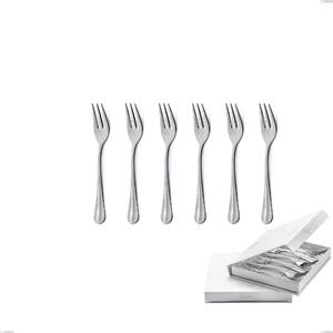 Royal Retro 6 Small Dessert Forks in Book-Style Box, Vintage Finish 18-10 Stainless Steel, 2.5 mm Thickness