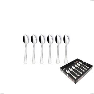 Savoia Set of 6 Moka Spoons in Display Box, Stainless Steel 18.10 (AISI304), 2.5 mm Thickness