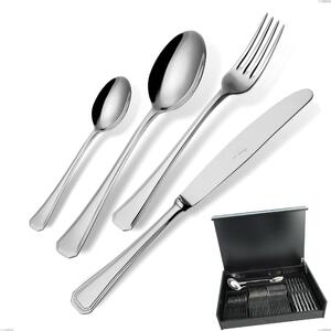 Savoia 51-Piece Cutlery Set in Wooden Case, Stainless Steel 18.10 (AISI304), 2.5 mm Thickness