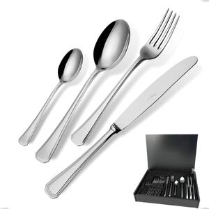 Savoia Cutlery Set 24 pieces in Wooden Case, Stainless Steel 18.10 (AISI304), 2.5 mm Thickness