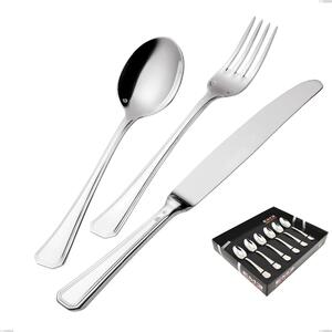 Set of 6 Savoia Argentato Moka Spoons, Silver Plated 25 Microns, 3 mm Thickness in Display Box, Stainless Steel 18/10 (AISI304), Silver 25 Microns, 3 mm Thickness