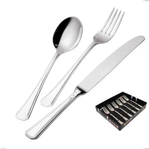 Savoia Silver-Plated 3 mm Thickness 25 Micron Set of 6 Dessert Forks, Stainless Steel 18/10 (AISI304) Silver 25 Micron, 3 mm Thickness in Display Box