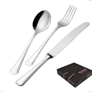 Savoia Silver-Plated 3 mm Thickness 25 Micron 49-Piece Cutlery Set, Stainless Steel 18/10 (AISI304) Silver 25 Micron, 3 mm Thickness in Gift Box